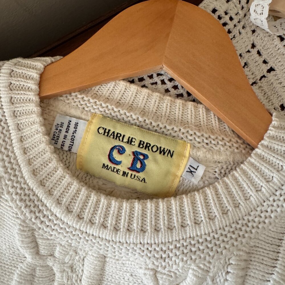 VINTAGE RARE COOGI STYLE CHARLIE BROWN BRAND CHARLIE EMBROIDERED KNIT SWEATER XL - Picture 5 of 12